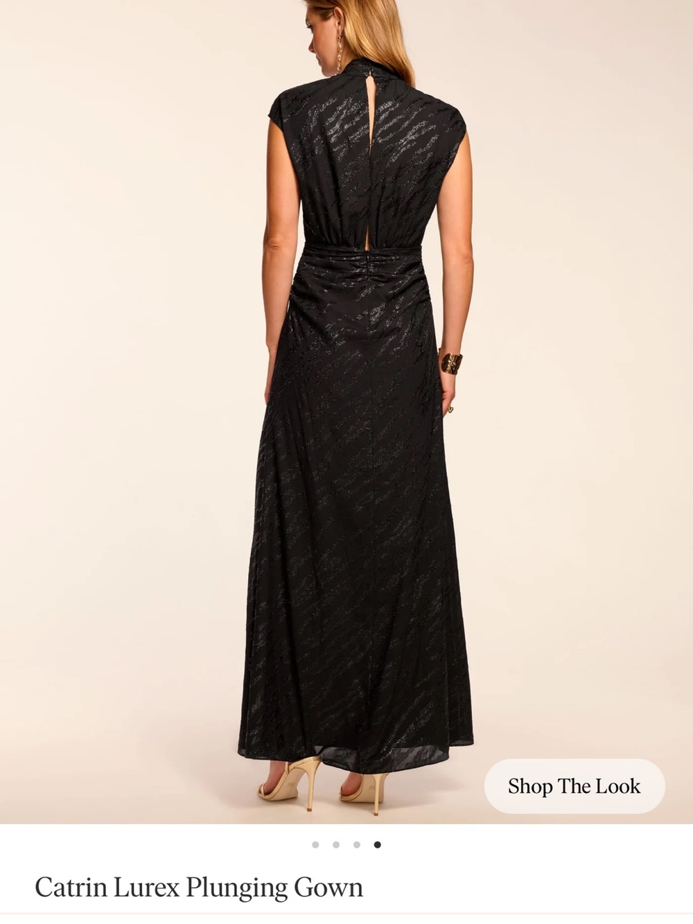 Ramy Brook Black Lurex Plunging High-Low Gown - Picture 4 of 8